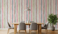 Watercolour stripe wallpaper on a dining room feature wall., GD10209