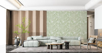 Sketch-style fern wallpaper in fresh green and bright white., GD10210