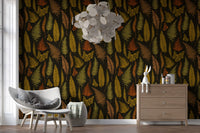 Ferns wallpaper styled on a hallway feature wall with golden and green leafs., GD10211