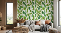Hallway wall styled with a fern wallpaper showing varied frond shapes., GD10212
