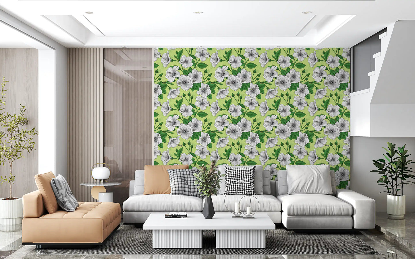 Vintage Hibiscus Botanical Floral Pattern - Tropical Hawaiian Aloha Summer Garden Print Wallpaper⁠