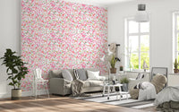 Soft daisy wallpaper with yellow centres and sage stems., GD10217