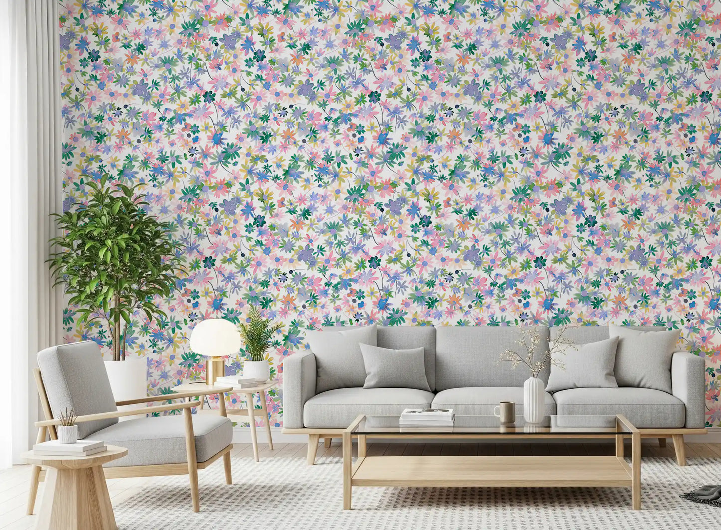 Dreamy Meadow Blooms Wallpaper⁠