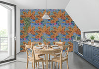 Contemporary floral wallpaper with magnolia petals and lilac accent dots., GD10226