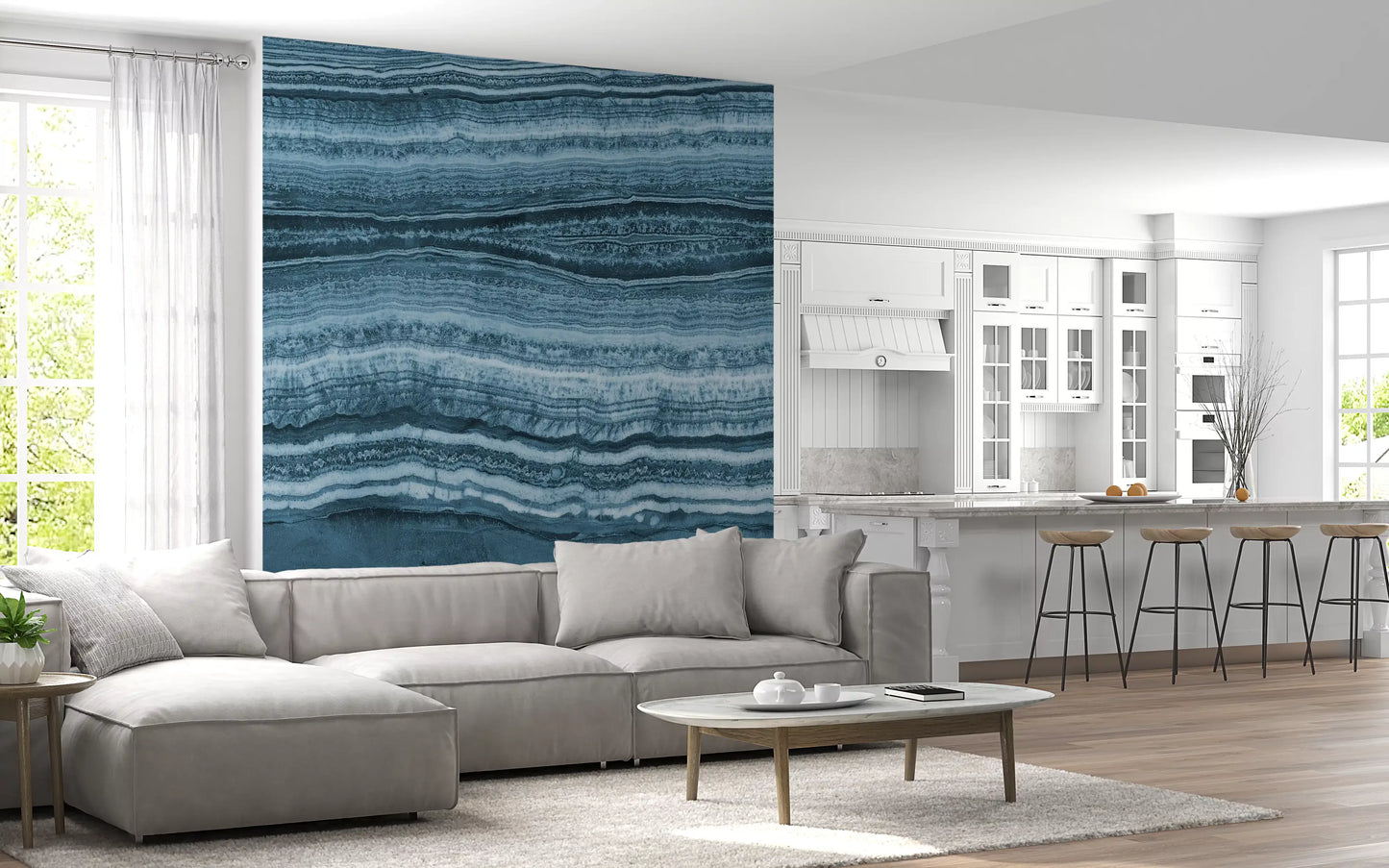 Deep Azure Strata Wall Mural