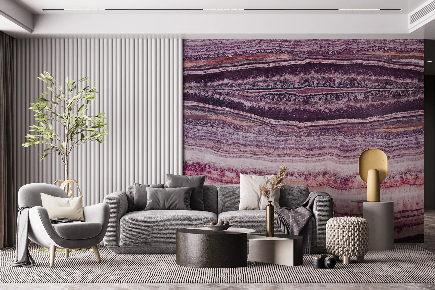 Crimson & Amethyst Strata Wall Mural
