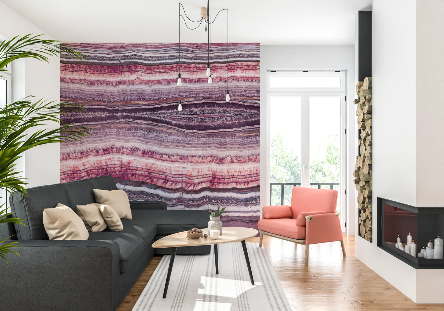 Crimson & Amethyst Strata Wall Mural