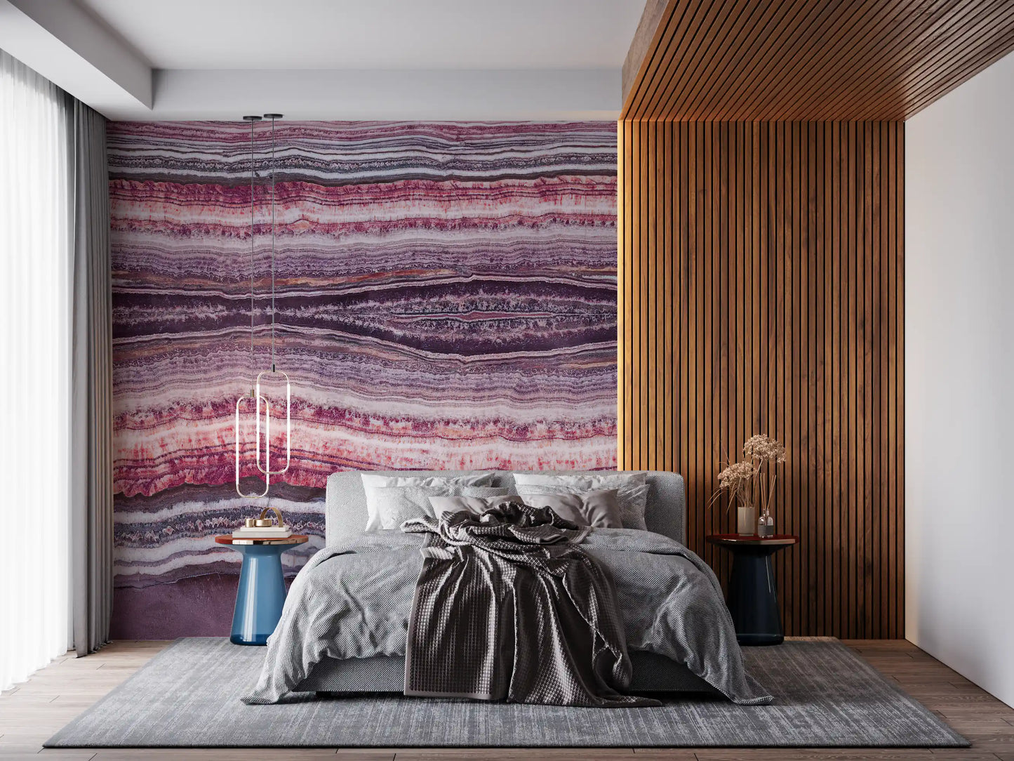 Crimson & Amethyst Strata Wall Mural