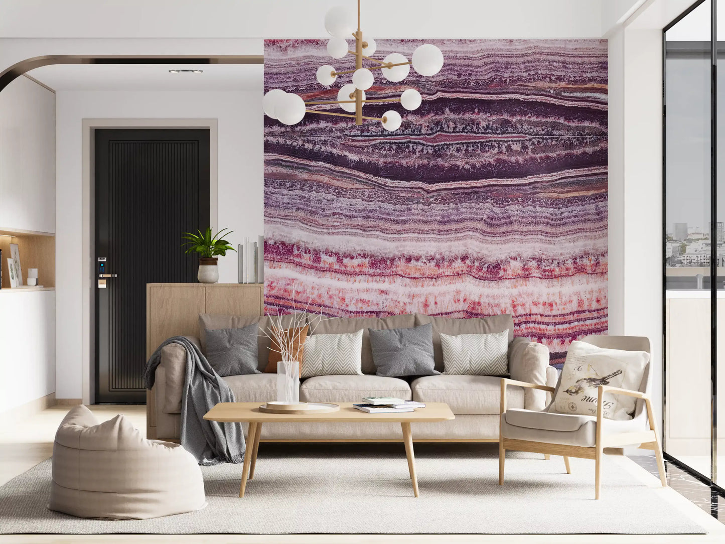 Crimson & Amethyst Strata Wall Mural