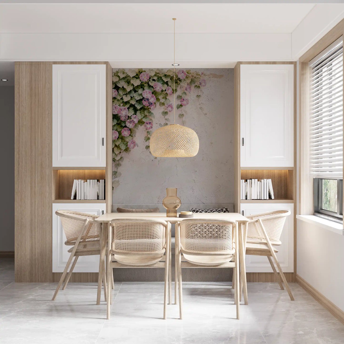 Blush Vines, Rustic Charm Wall Mural