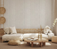 Textured wallpaper featuring vertical weave striations in warm grey., GD10236