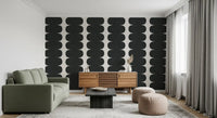 Minimalist Grey Wavy Columns Wall Mural applied in a modern living room., GD10244