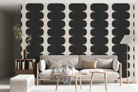 Dark charcoal graphic columns wall mural with light background contrast., GD10244