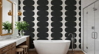 Minimalist mid-century modern aesthetic wall mural in monochrome colour., GD10244