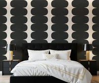 Minimalist Grey Wavy Columns Wall Mural installed in modern master bedroom., GD10244