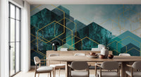 Glow effect wall mural featuring watercolour textures and cube designs., GD10245