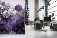 Purple and grey Shadowed Geometry Wall Mural for contemporary office., GD10247