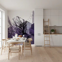 Soft veil overlay on geometric lattice mural in grey and white shades., GD10248