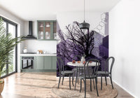 Geometric arbor veil wall mural with arched lattice lines and soft tonal layers., GD10248
