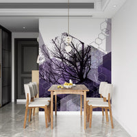 Dining room Wall mural with structured arches softened by a tonal veil layer., GD10248