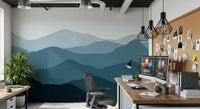 Misty mountain horizon mural with overlapping ridge lines., GD10250