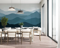 Layered ridge wall mural with matte finish and tonal gradient in dining room., GD10250