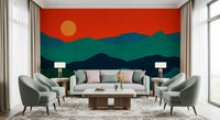 Mountain landscape mural fitted on a living room feature wall., GD10252