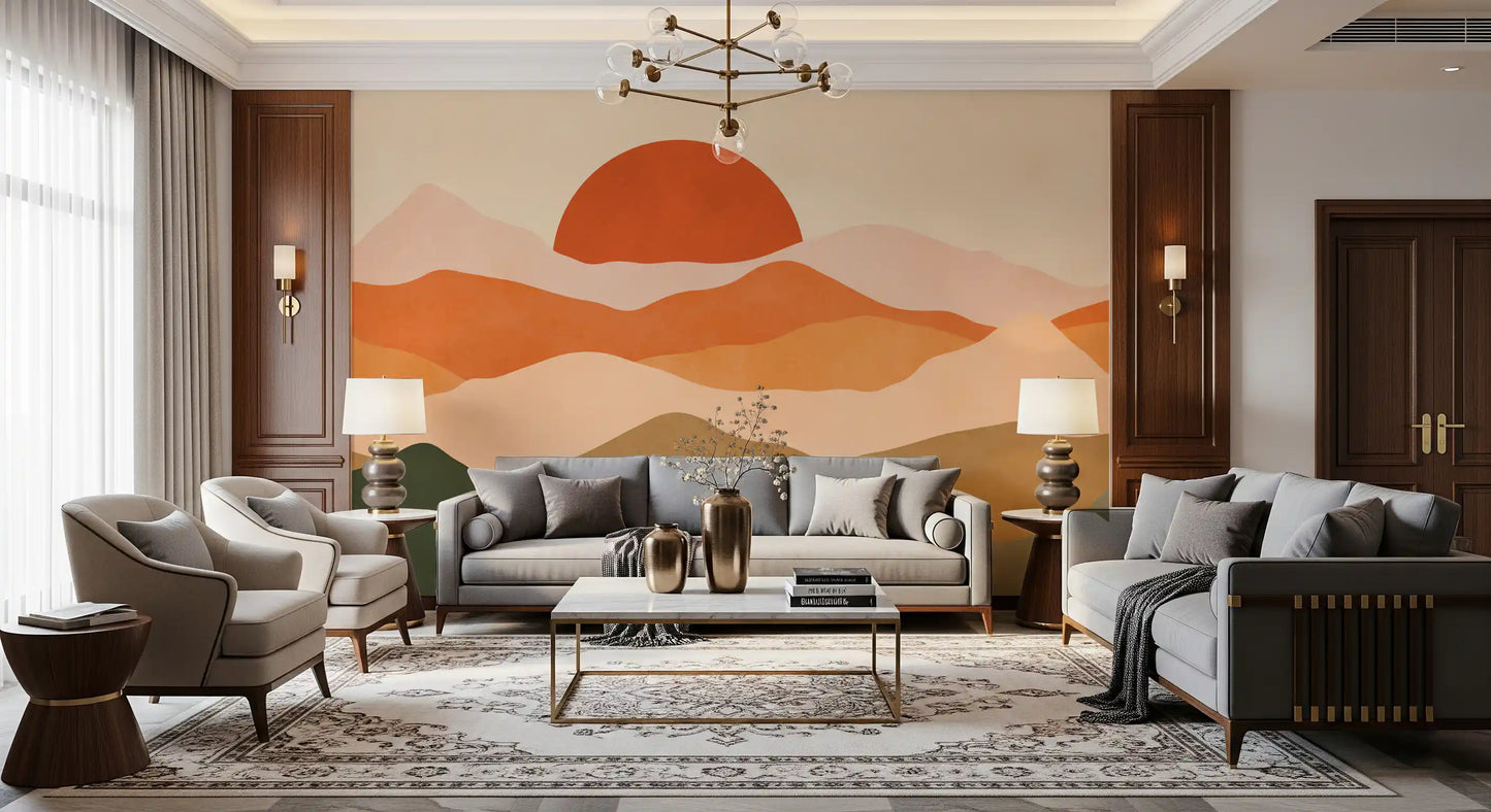 Abstract mountain Terra Vista Glow Wall Mural in living room., GD10255