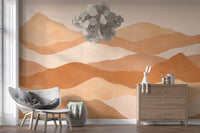 Earthy brown and terracotta wall mural displaying smooth rolling mountains., GD10256