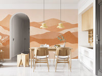 Warm Terracotta Hills Wall Mural fitted for a modern dining room design., GD10256