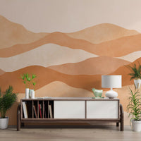 Abstract landscape wall mural showing sand and brown terracotta layers., GD10256