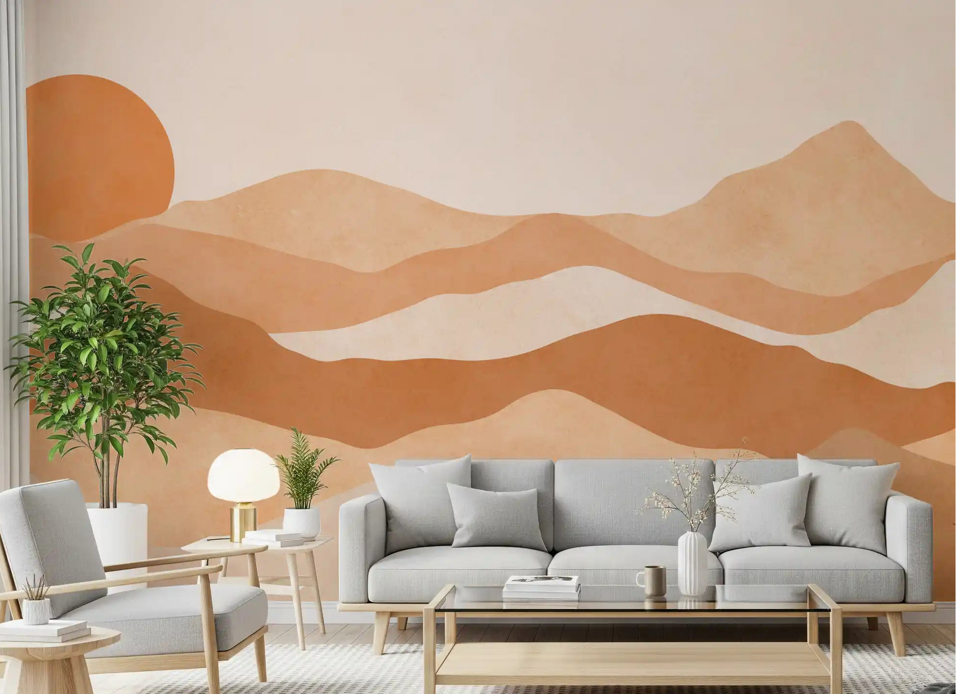 Abstract mountain wall mural for modern living room spaces., GD10257