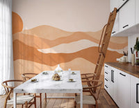 Minimalist layers wall mural in warm terracotta and tan tones., GD10257