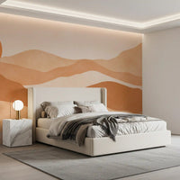 Brown and beige earthen wall mural abstract landscape art., GD10257