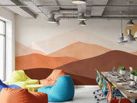 Neutral Hues wall mural with abstract shapes and warm brown landscape art in office., GD10258