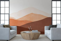 Desert Horizon Hues Wall Mural with earthy colours in lounge area., GD10258