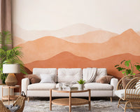 Earthy Ridge Panorama Wall Mural featuring warm terracotta mountain art., GD10260