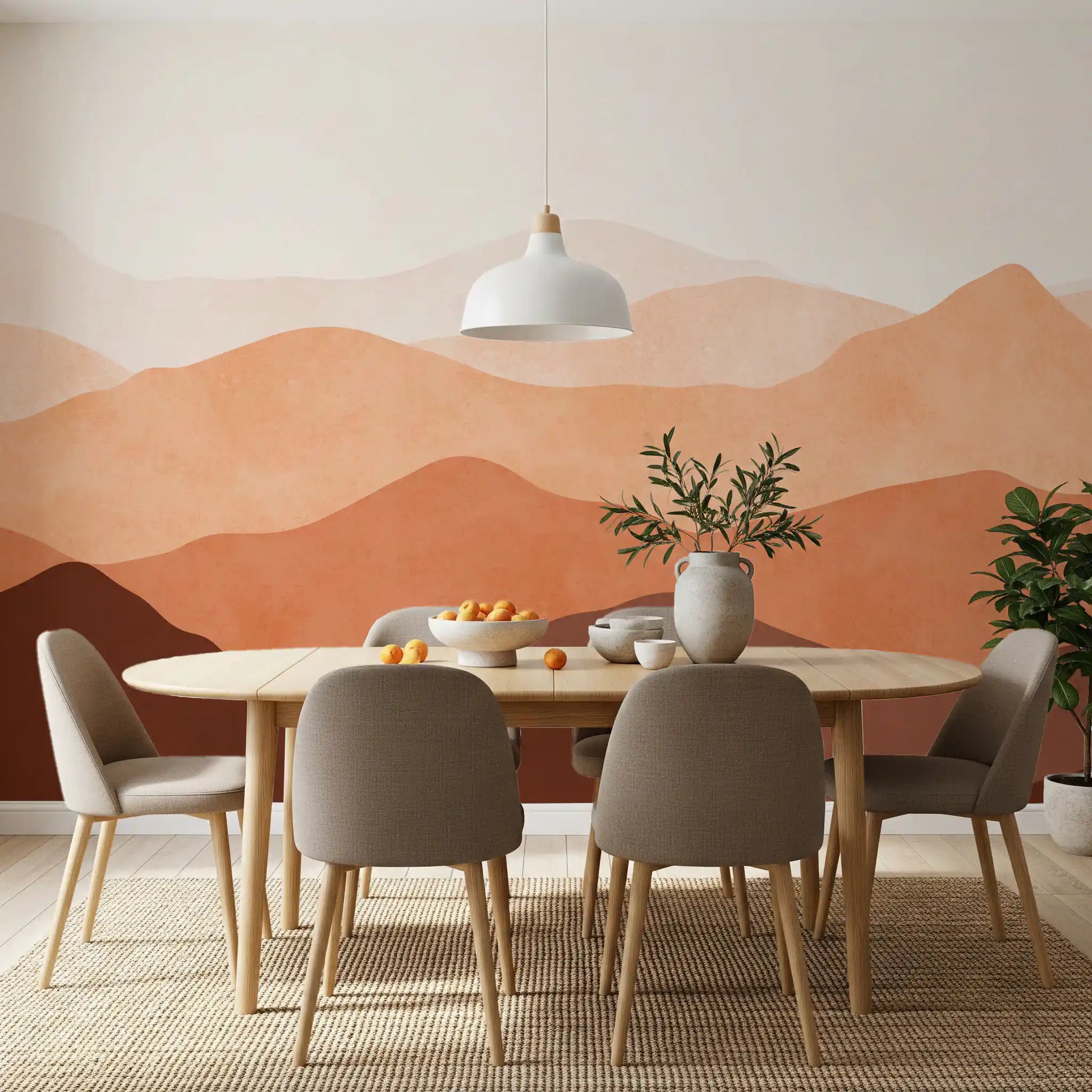 Contemporary Ridge graphic wall mural displaying natural tan and brown hills., GD10260