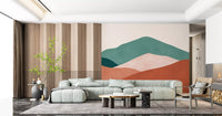 Desert Horizon Layers Wall Mural with boho art in large living room., GD10261