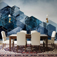 Abstract Hexagon design wall mural for modern dining room backgrounds., GD10263