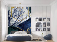 Modern bedroom wall mural designed with abstract Geometry hexagon art., GD10266