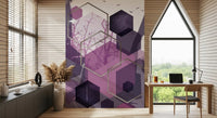Minimalist wall mural featuring dark cubes for a study area., GD10276