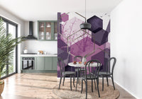 Amethyst Sky Geometric Flight Wall Mural for a modern dining space., GD10276