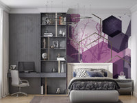Contemporary wall mural with bird graphics in modern bedroom., GD10276