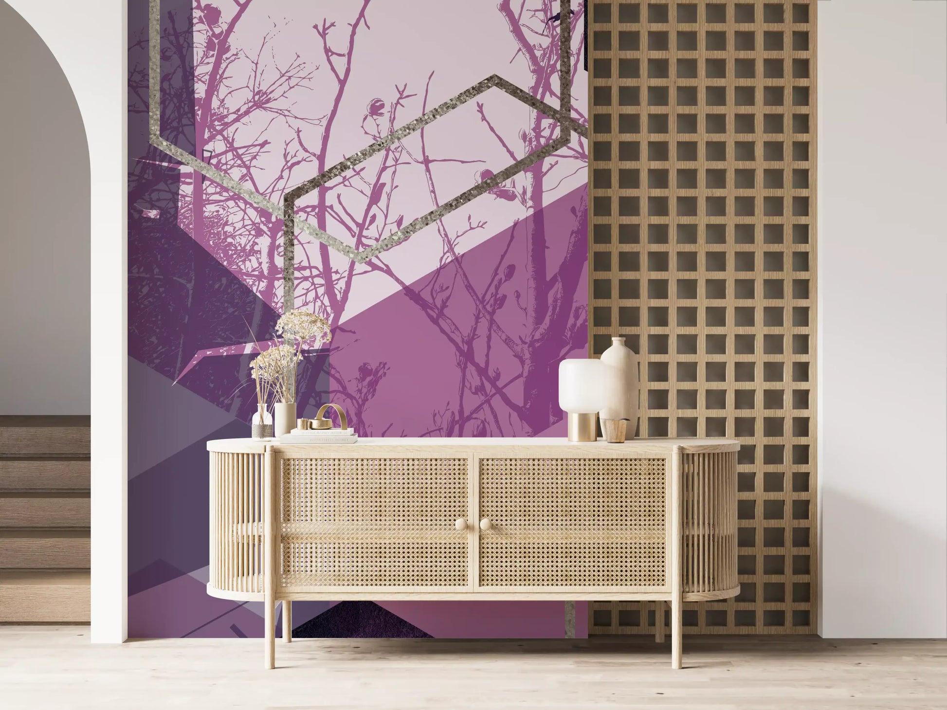 Stylish wall mural with bird silhouettes for a contemporary home interior., GD10276