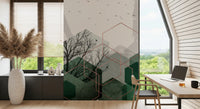 Emerald Hexagon Vista Wall Mural for a contemporary home study room., GD10277