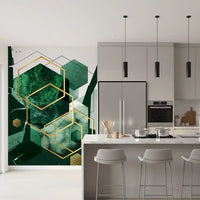 Verdant Hexagon Glamour Wall Mural for a contemporary kitchen backdrop., GD10281