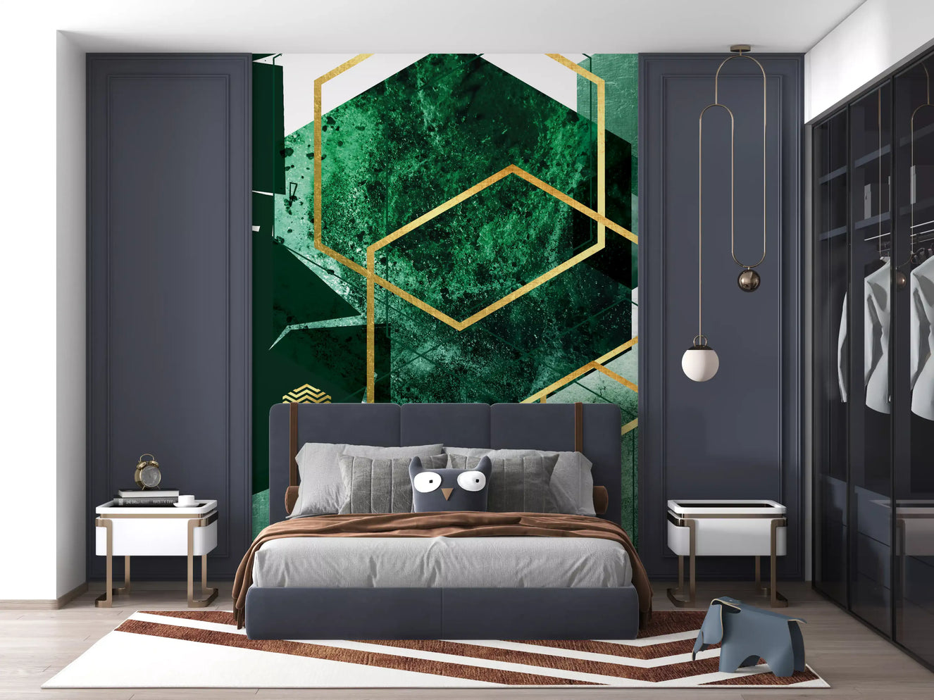 Verdant Hexagon Glamour Wall Mural
