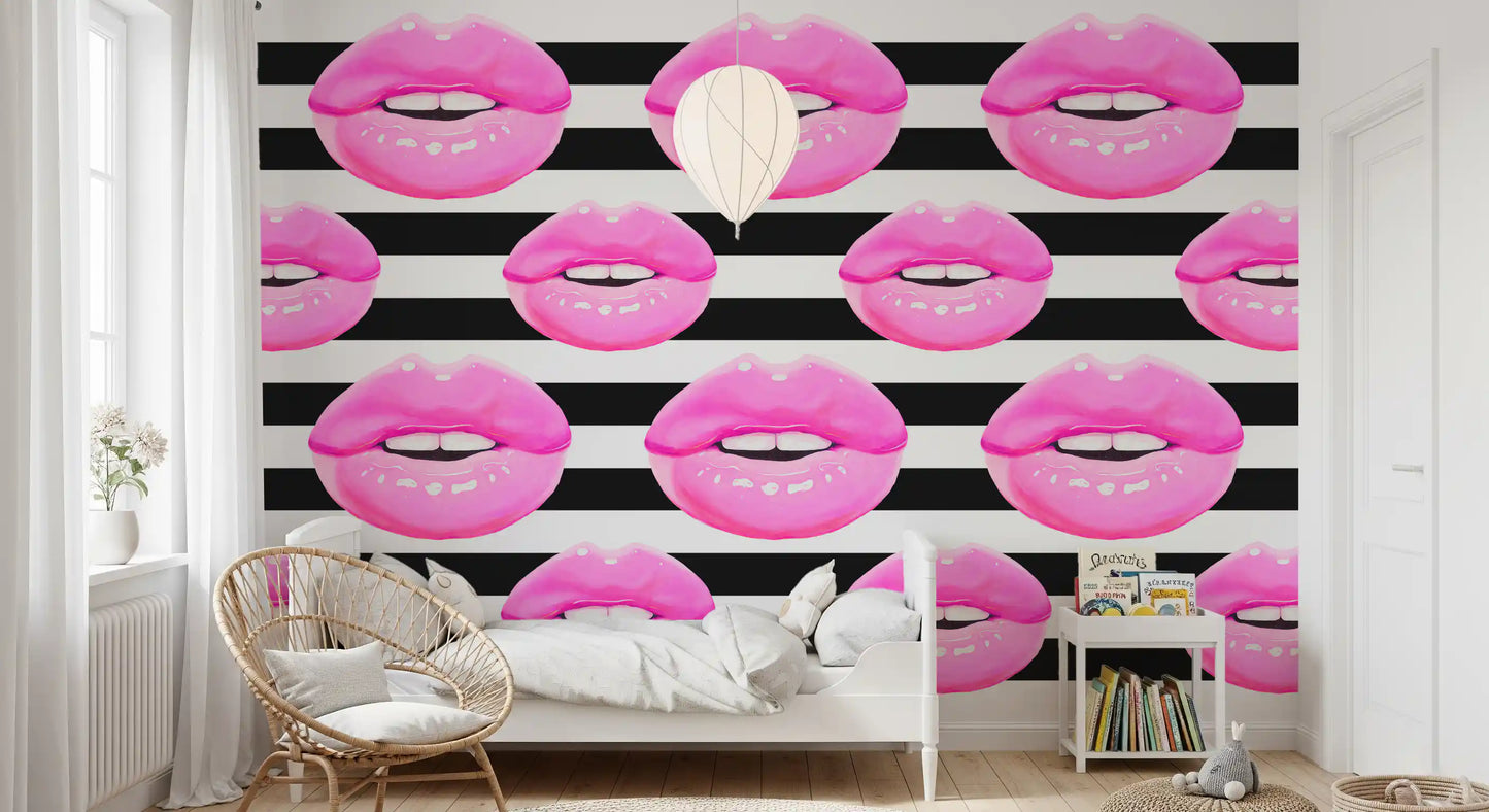 Pop Kiss Stripes Wall Mural