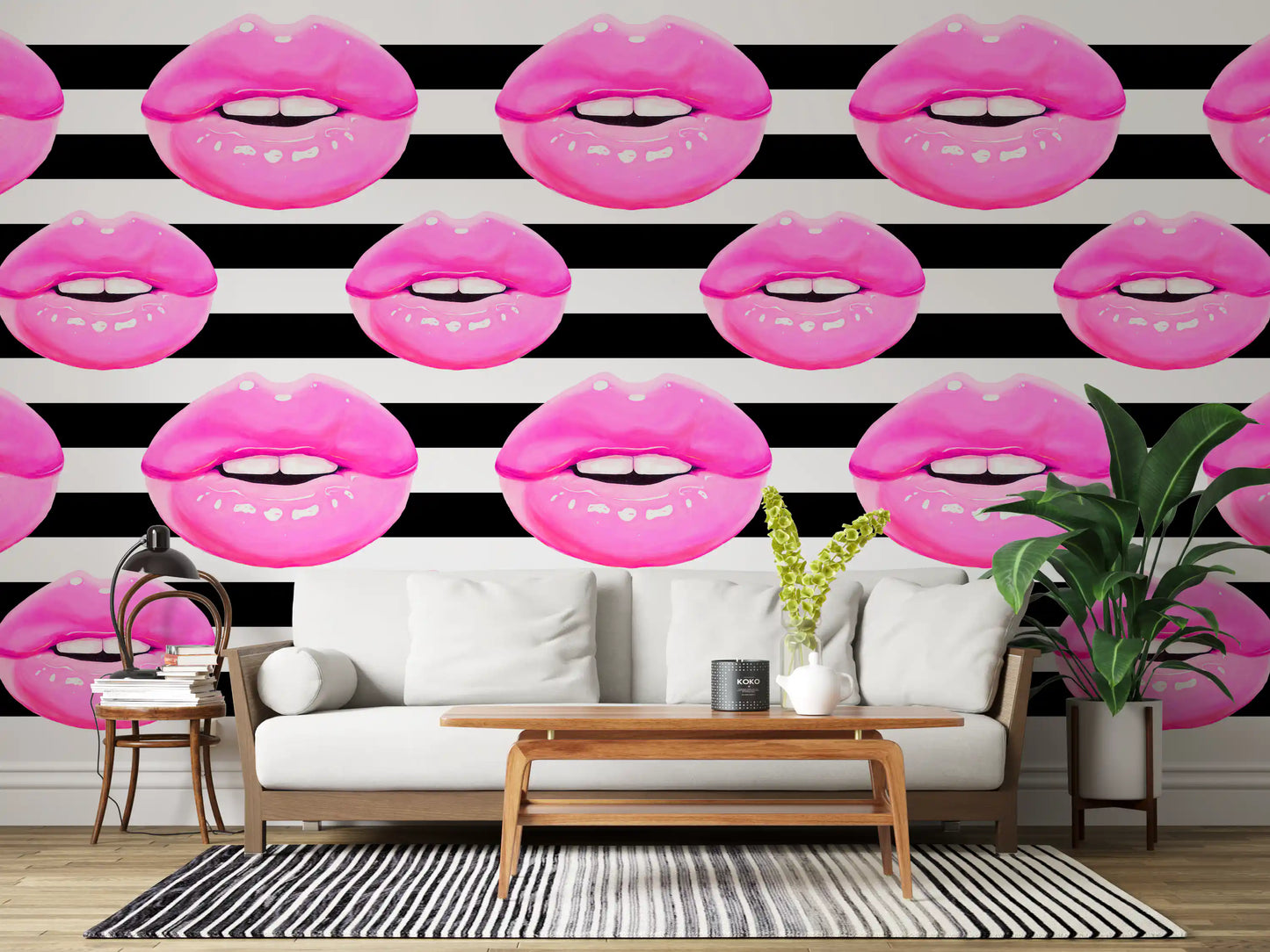 Pop Kiss Stripes Wall Mural